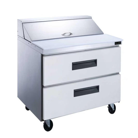DSP36-10-D2 2-Drawer Commercial Food Prep Table Refrigerator in Stainless Steel
