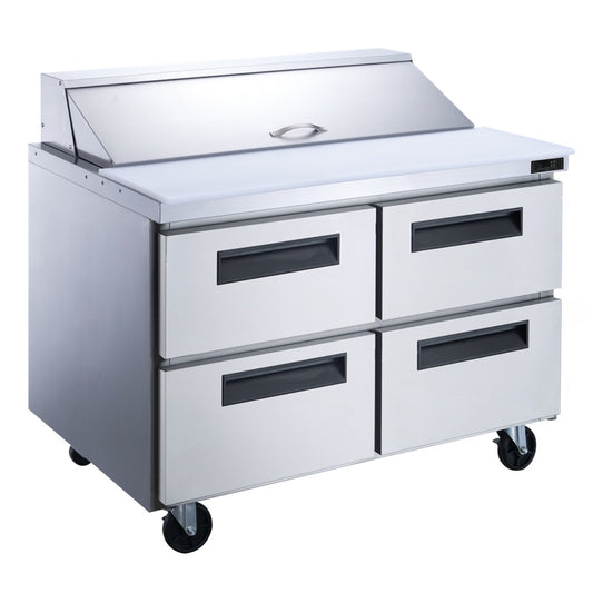 DSP48-12-D4 4-Drawer Commercial Food Prep Table Refrigerator in Stainless Steel