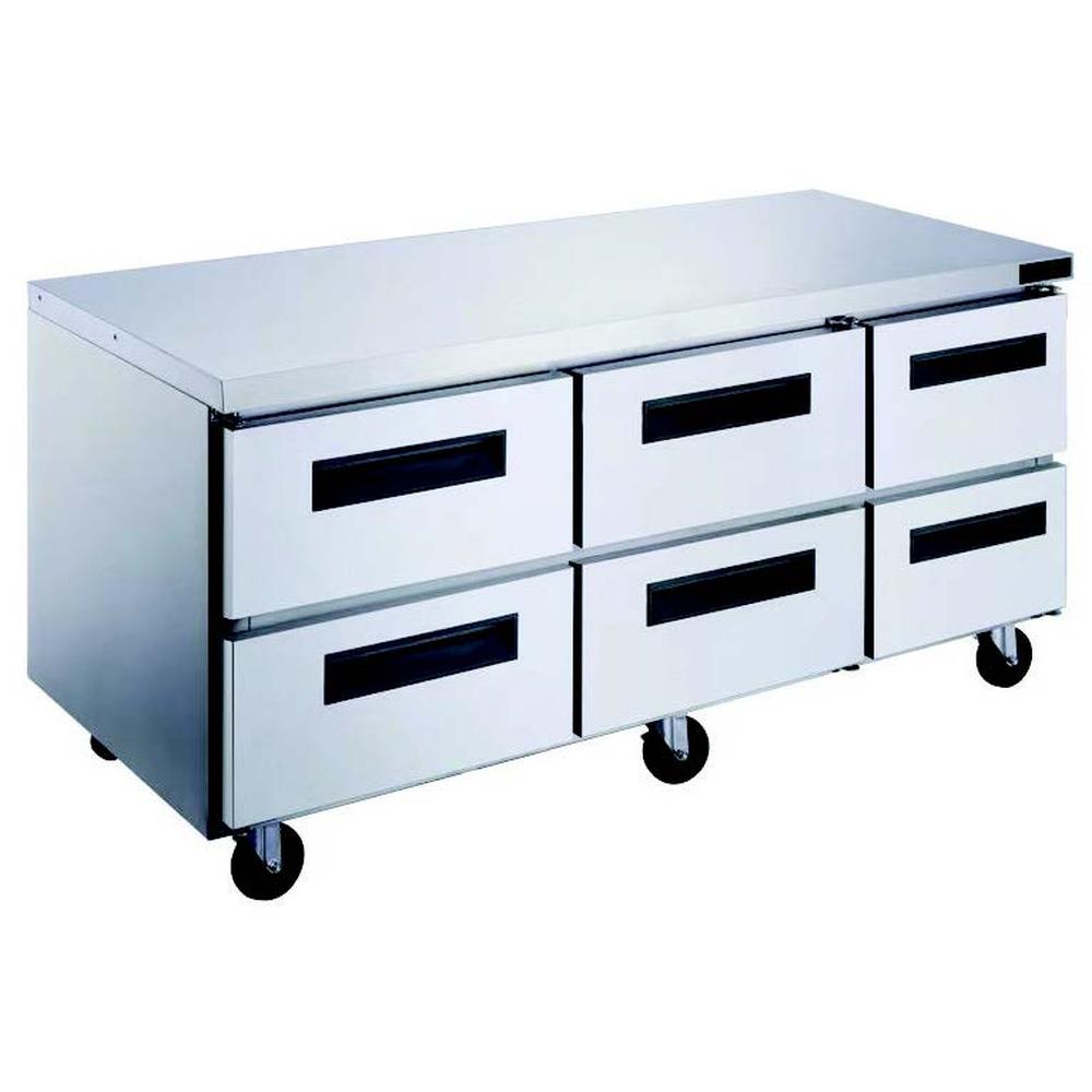 DUC72R-D6 6-Drawer Undercounter Commercial Refrigerator in Stainless S