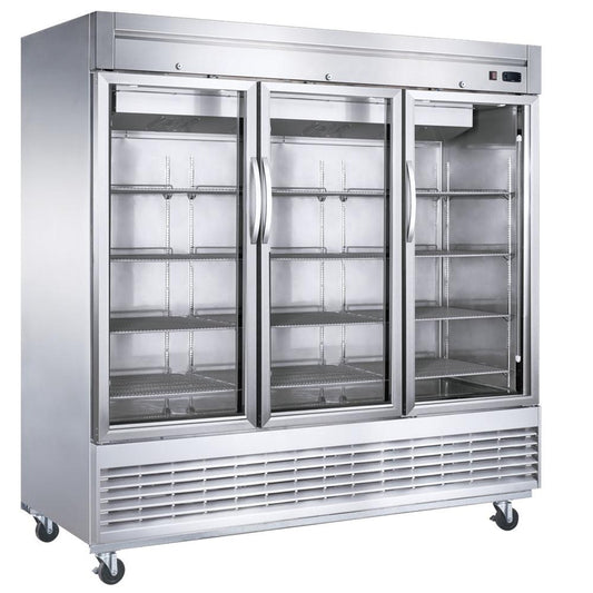 D83R-GS3 Bottom Mount Glass 3-Door Commercial Reach-in Refrigerator