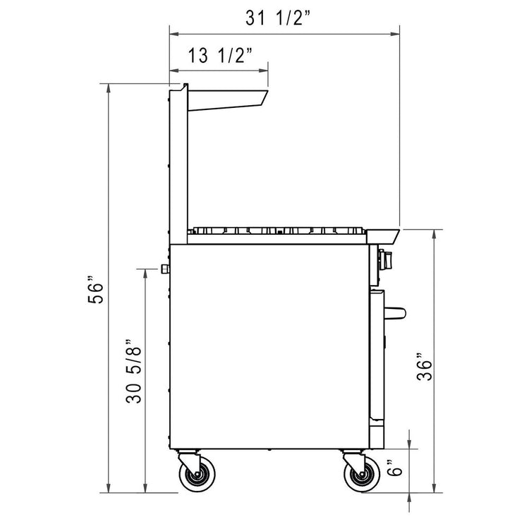 DCR36-4B12GM 36" Gas Range with Four (4) Open Burners & 12" Griddle