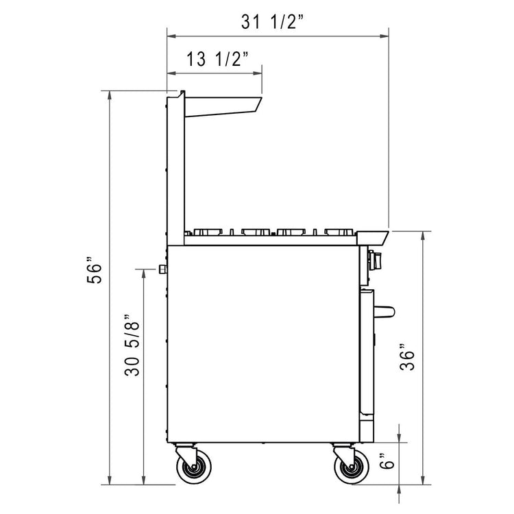 DCR36-6B 36" Gas Range with Six (6) Open Burners
