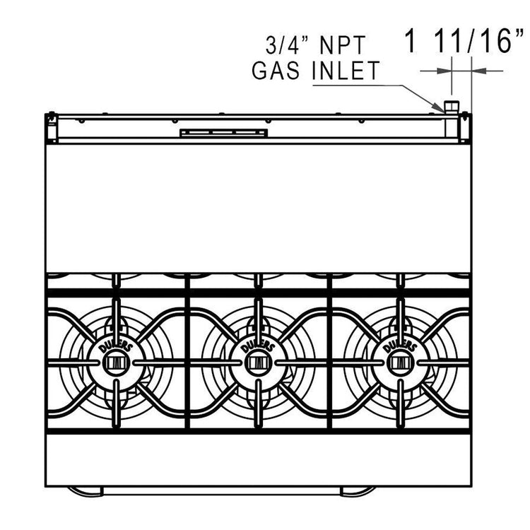 DCR36-6B 36" Gas Range with Six (6) Open Burners