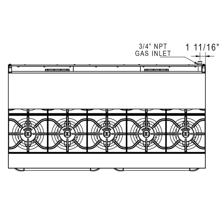 DCR60-10B 60" Gas Range with Ten (10) Open Burners