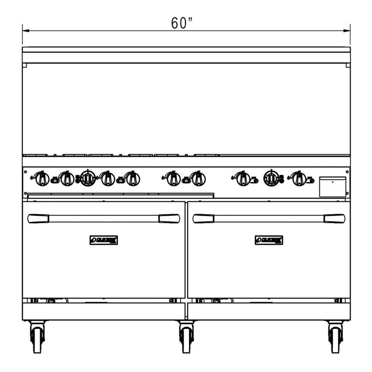 DCR60-6B24GM 60" Gas Range with Six (6) Open Burners & 24" Griddle