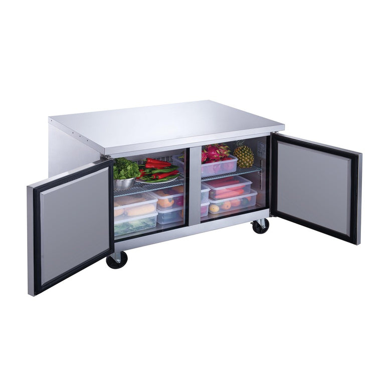 DUC60R 2-Door Undercounter Commercial Refrigerator in Stainless Steel