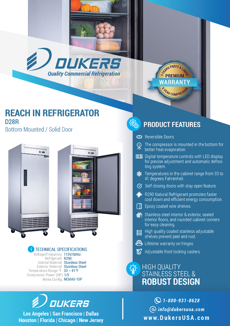 Refrigerador comercial de una puerta D28R en acero inoxidable