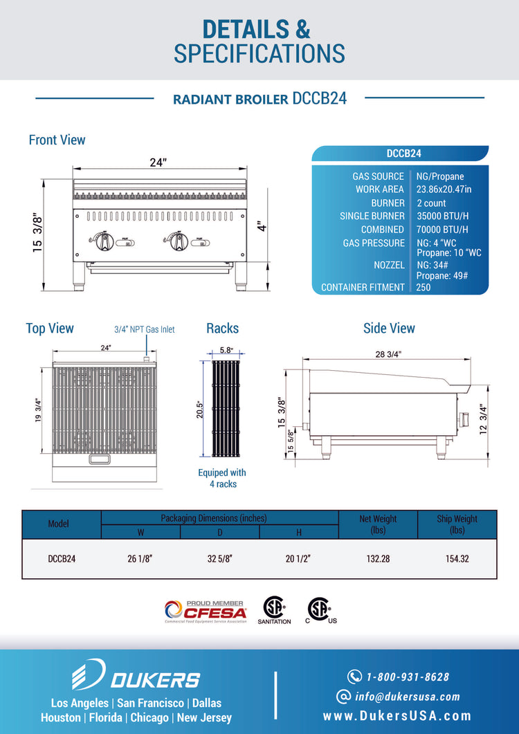 DCCB24 24 in. W Countertop Radiant Boiler