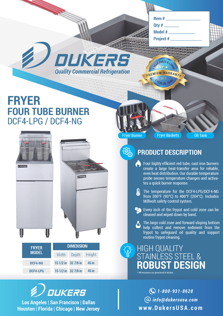 DCF4-NG Natural Gas Fryer with 4 Tube Burners