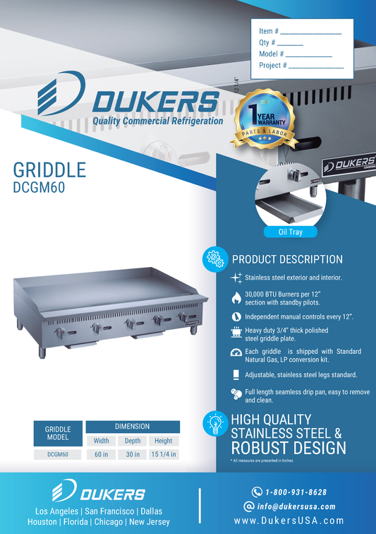 DCGM60 60 in. W Griddle with 5 Burners