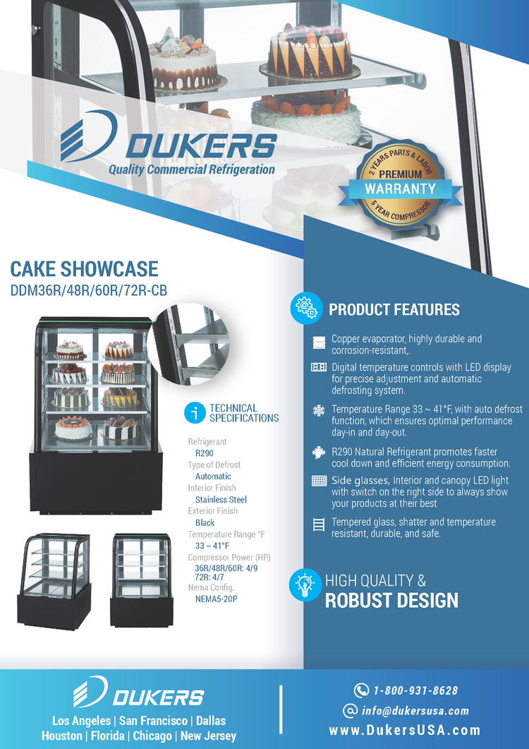 DDM72R-CB Curved Glass 72" Cake Showcase