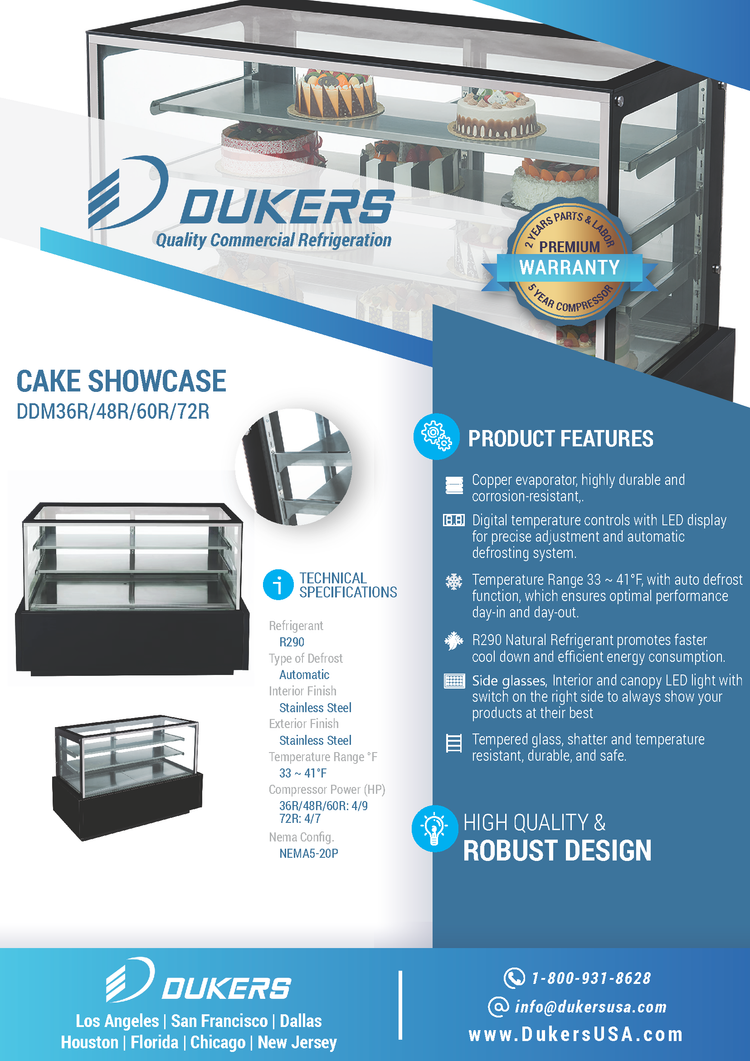 DDM48R - Straight Glass 48" Cake Showcase