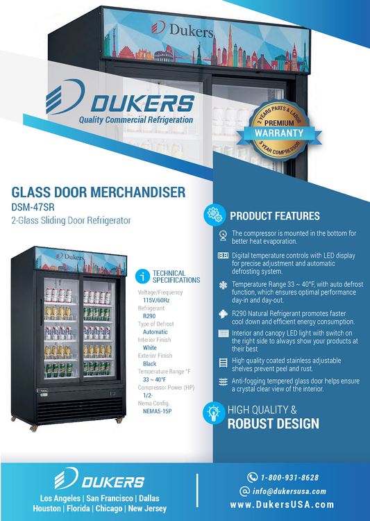 DSM-47SR Refrigerador comercial comercial corredizo de vidrio de 2 puertas en color negro