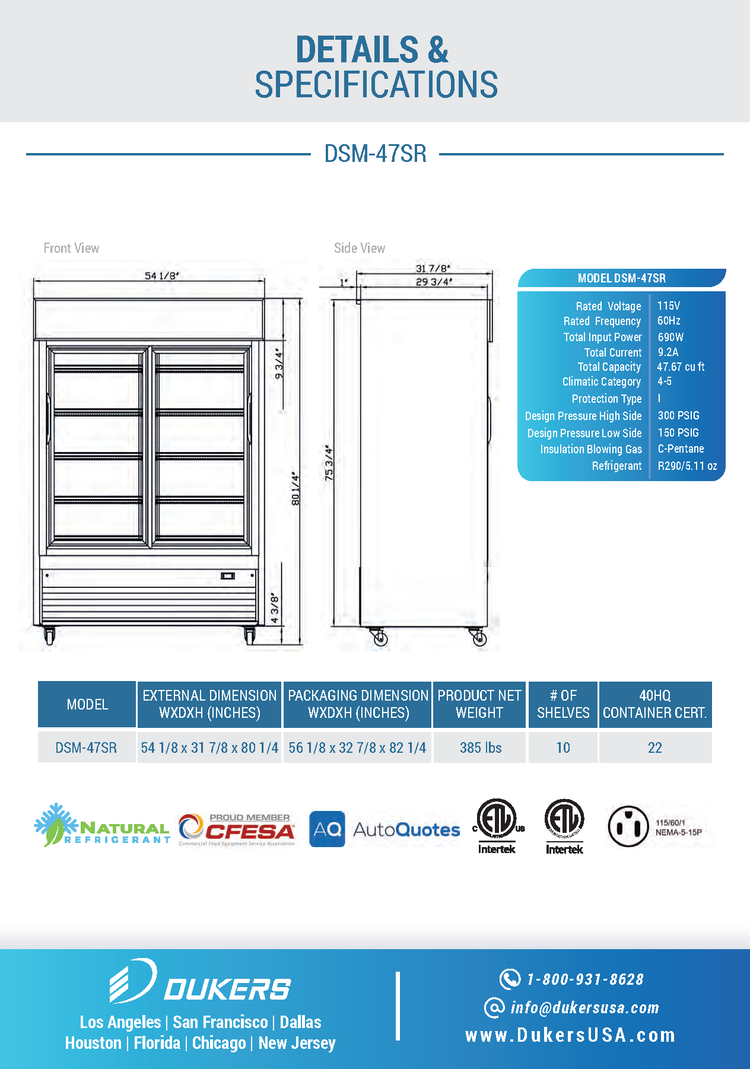 DSM-47SR Refrigerador comercial comercial corredizo de vidrio de 2 puertas en color negro