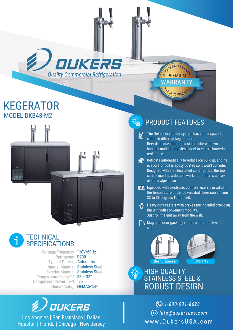 DKB48-M2 Dual Tap Kegerator Beer Dispenser