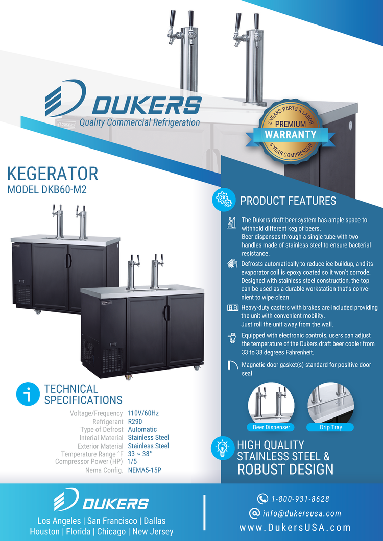 DKB60-M2 Dual Tap Kegerator Beer Dispenser