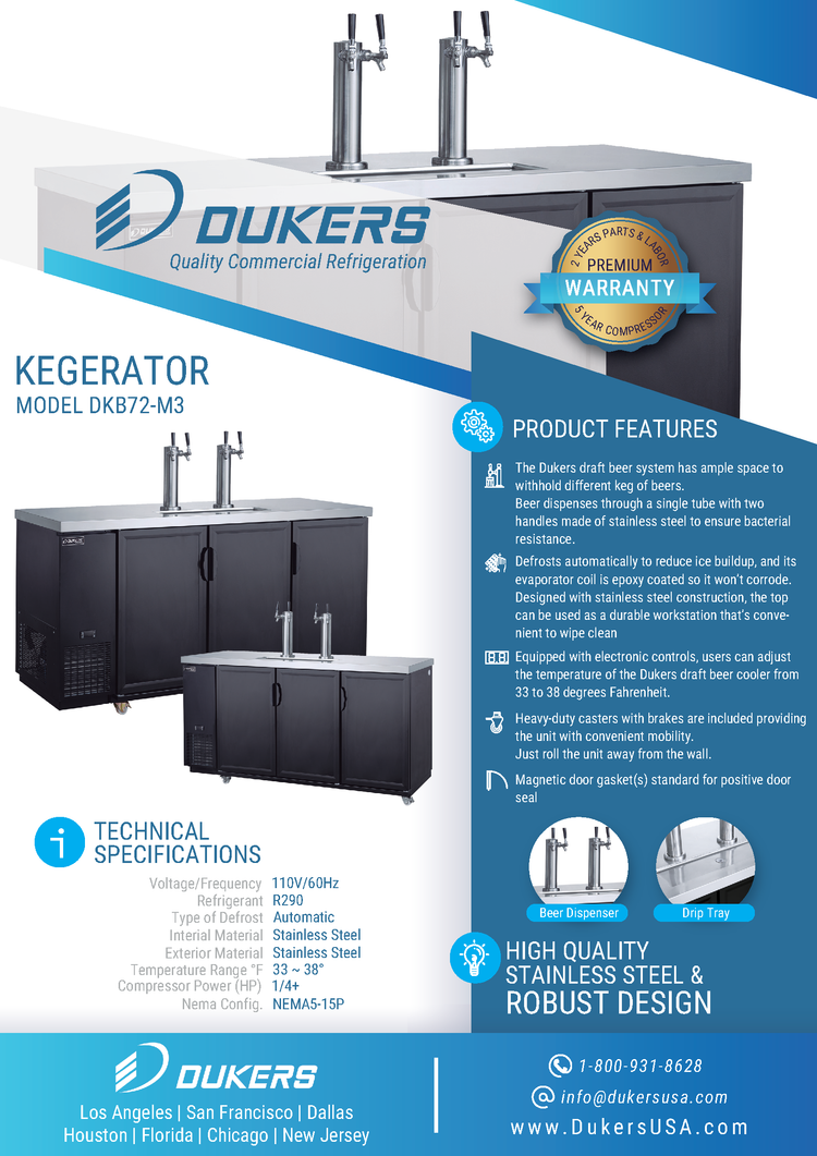 DKB72-M3 Dual Tap Kegerator Beer Dispenser