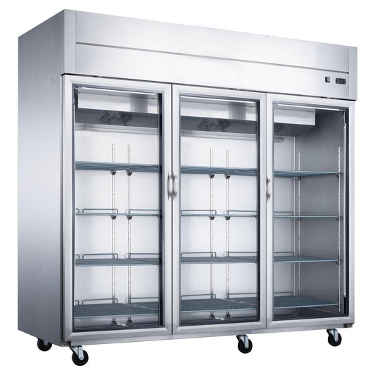 D83AR-GS3 Top Mount Glass 3-Door Commercial Reach-in Refrigerator