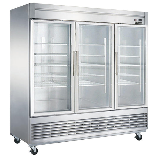 D83R-GS3 Bottom Mount Glass 3-Door Commercial Reach-in Refrigerator