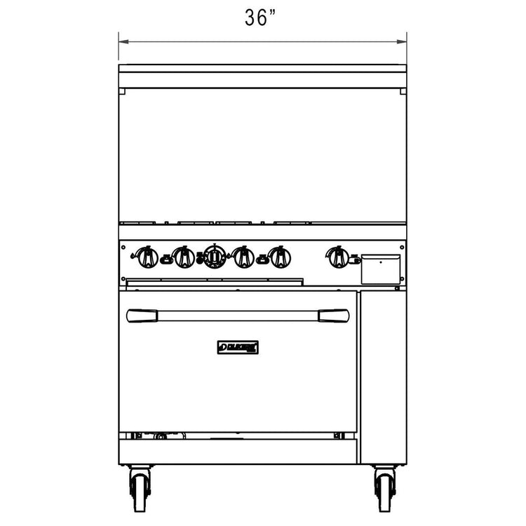 DCR36-4B12GM 36" Gas Range with Four (4) Open Burners & 12" Griddle