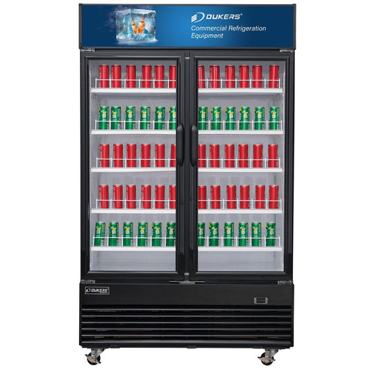 DSM-48R 商用玻璃平开式 2 门商用冰箱（黑色）
