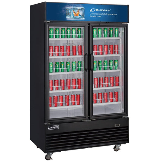 DSM-48R 商用玻璃平开式 2 门商用冰箱（黑色）