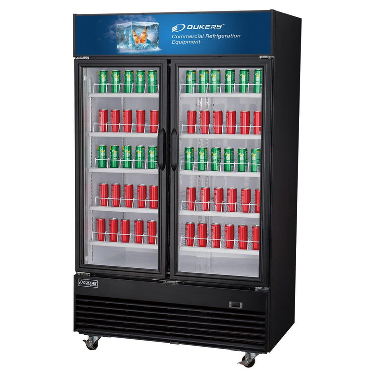 DSM-48R Refrigerador comercial comercial de 2 puertas con oscilación de vidrio en color negro