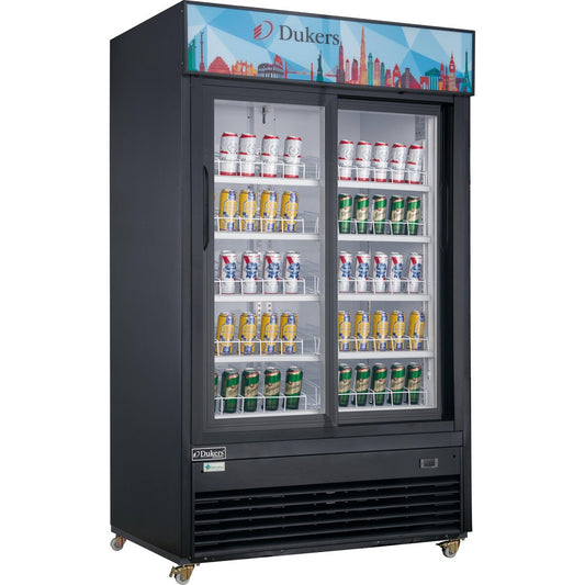 DSM-40SR Commercial Glass Sliding 2-Door Merchandiser Refrigerator in Black