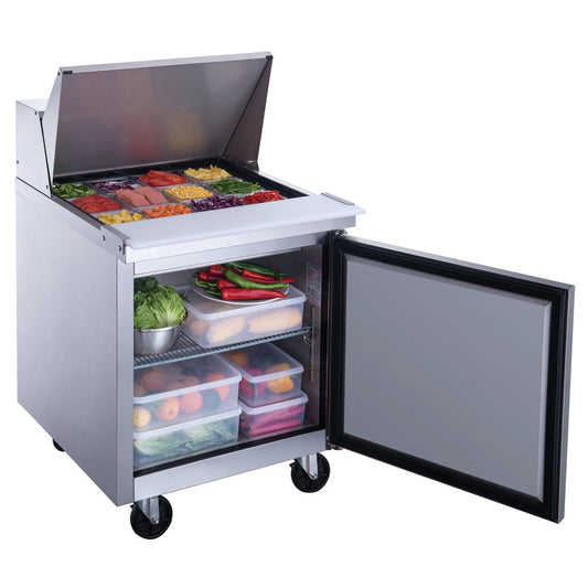 DSP29-12M-S1 1 门商用食品准备台冰箱，不锈钢材质，带超大顶部