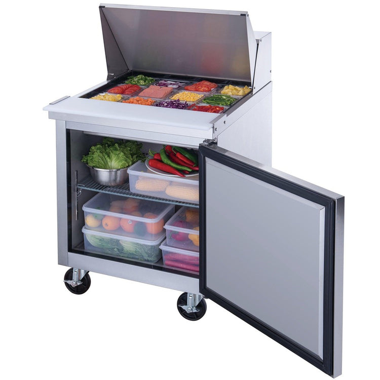 DSP29-12M-S1 1 门商用食品准备台冰箱，不锈钢材质，带超大顶部