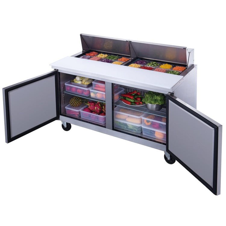 DSP60-16-S2 Refrigerador comercial de mesa de preparación de alimentos de 2 puertas en acero inoxidable