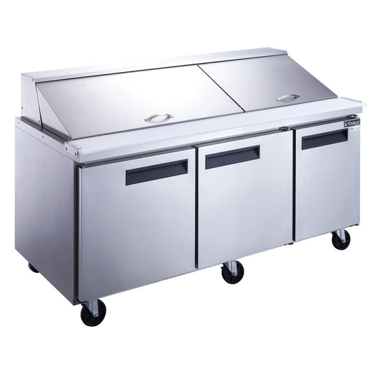DSP72-30M-S3 Refrigerador comercial de mesa de preparación de alimentos de 3 puertas en acero inoxidable con Mega Top
